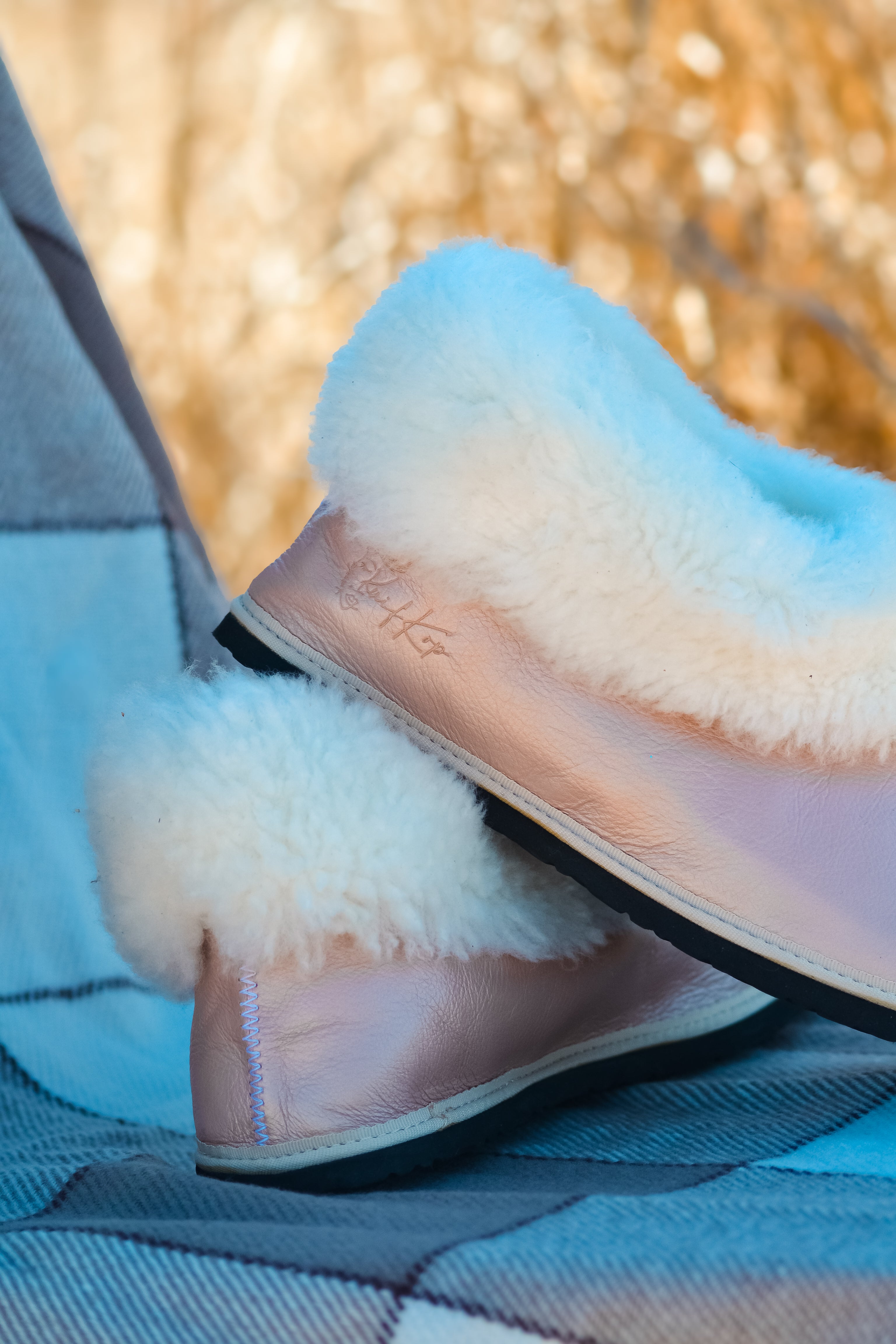 Wool Slippers Rose Gold