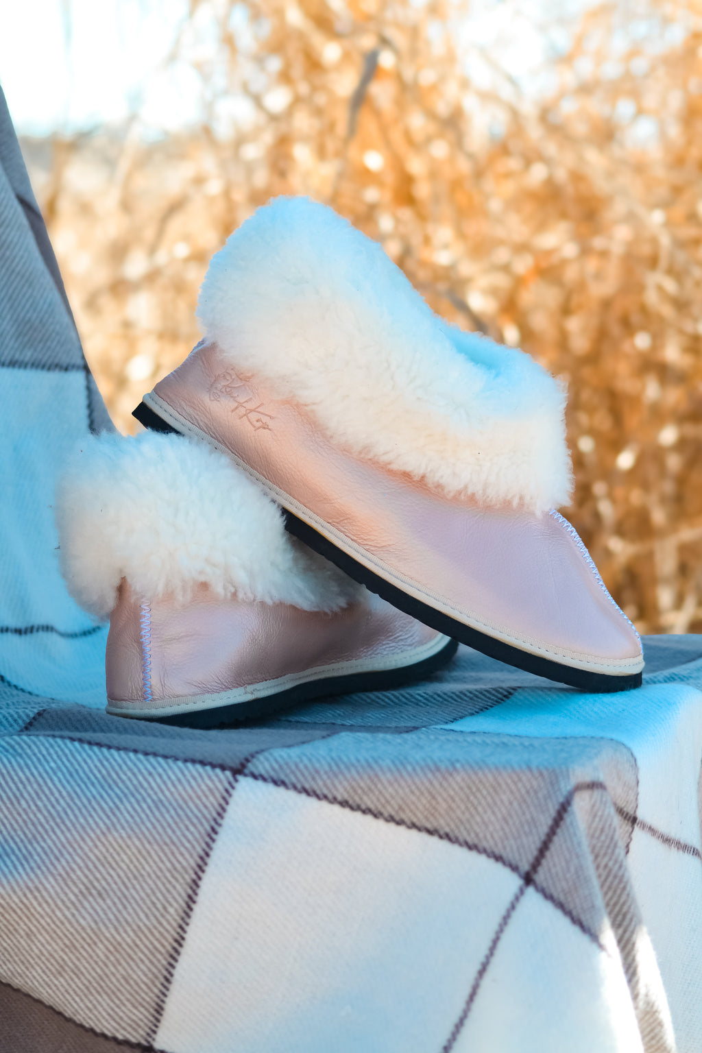 Wool Slippers Rose Gold