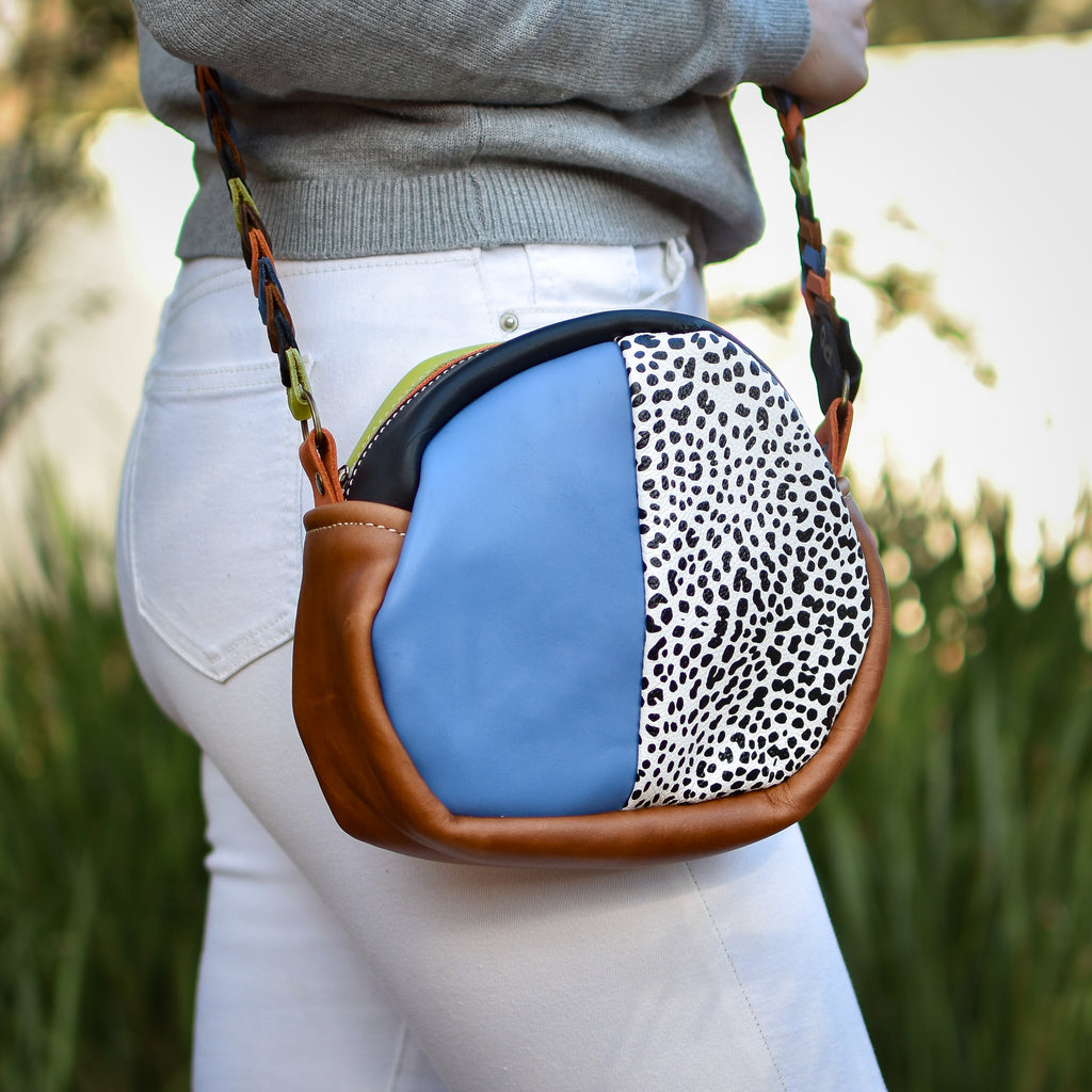 Handbag Blue/Print/Tan