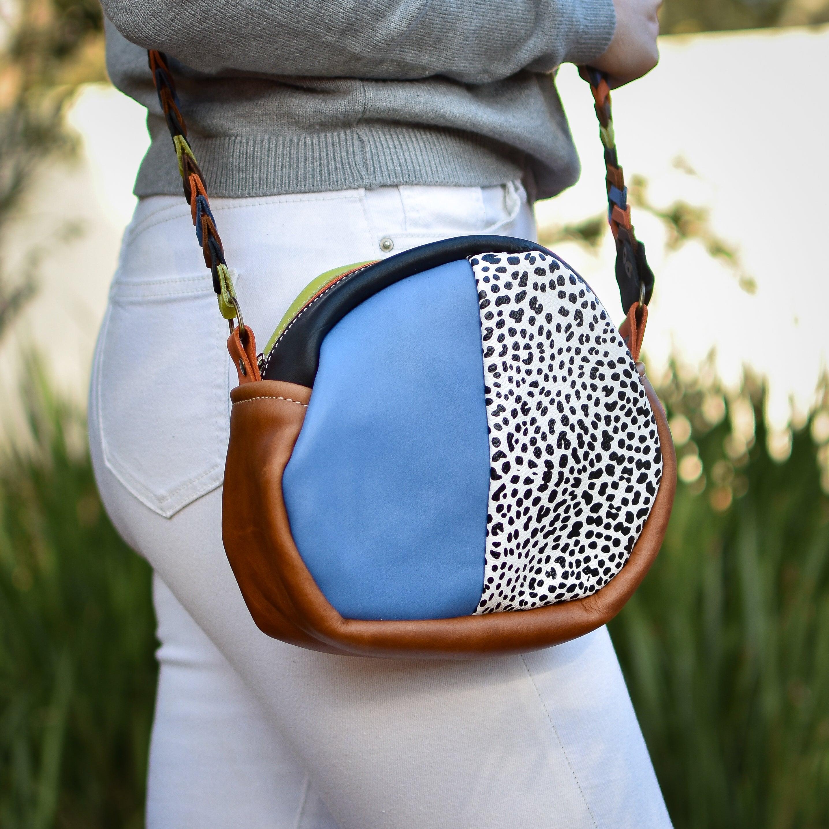 Handbag Blue/Print/Tan