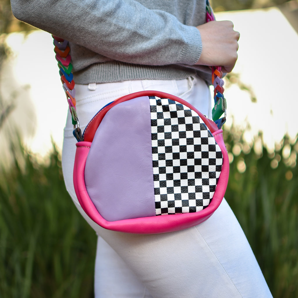 Handbag Purple/Check/Pink