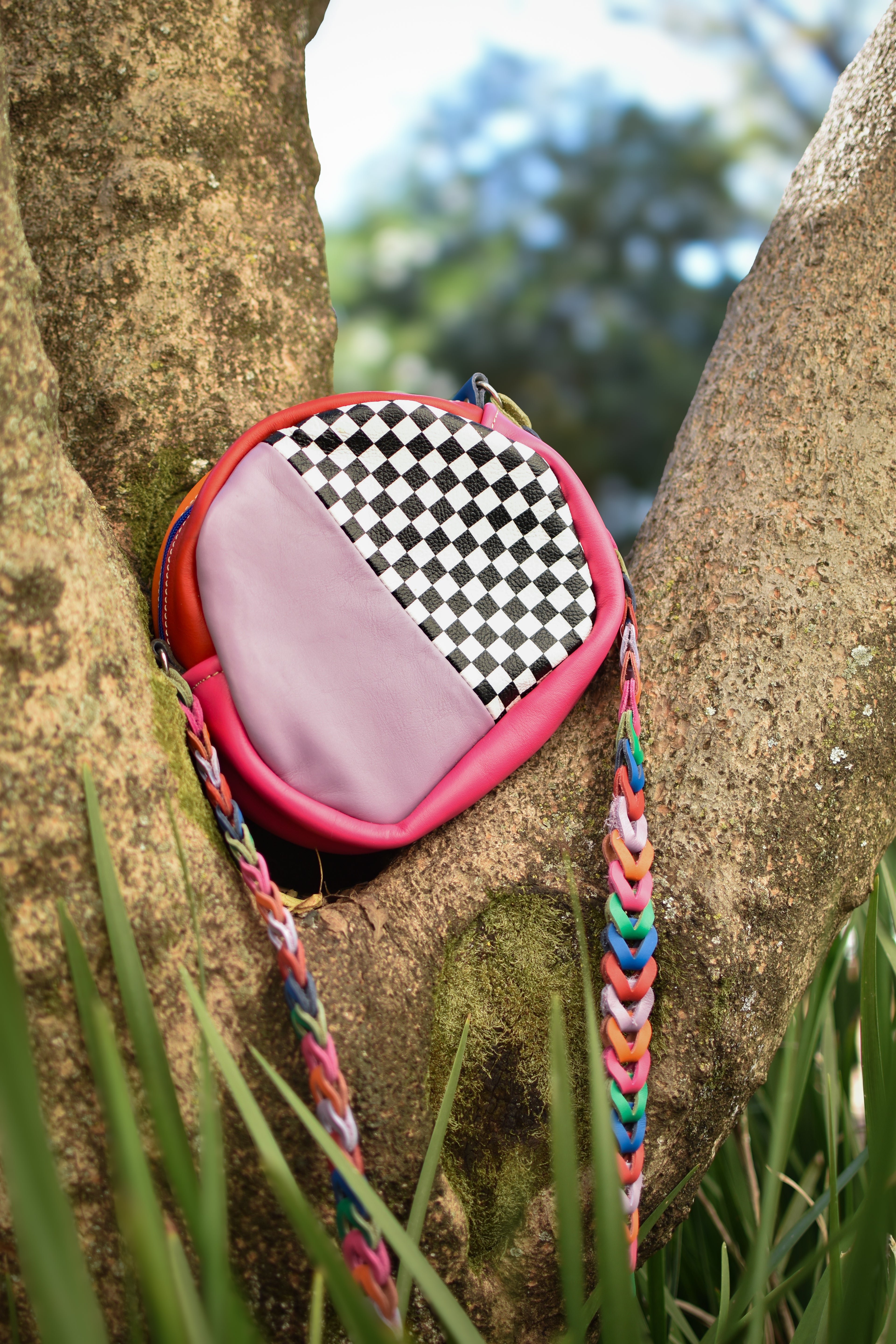 Handbag Purple/Check/Pink