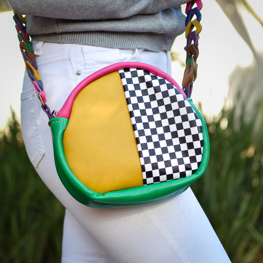 Handbag Mustard/Check/Green