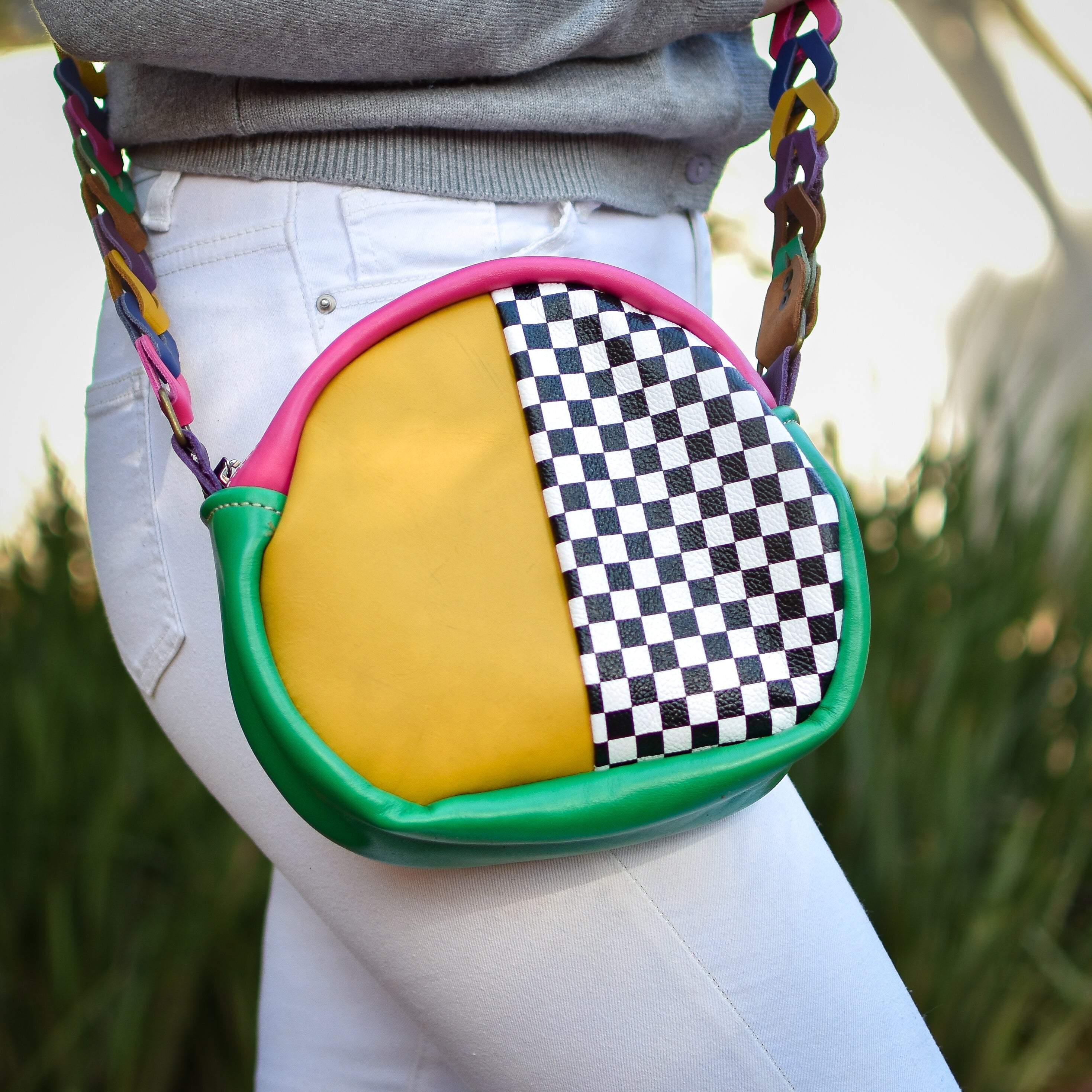Handbag Mustard/Check/Green