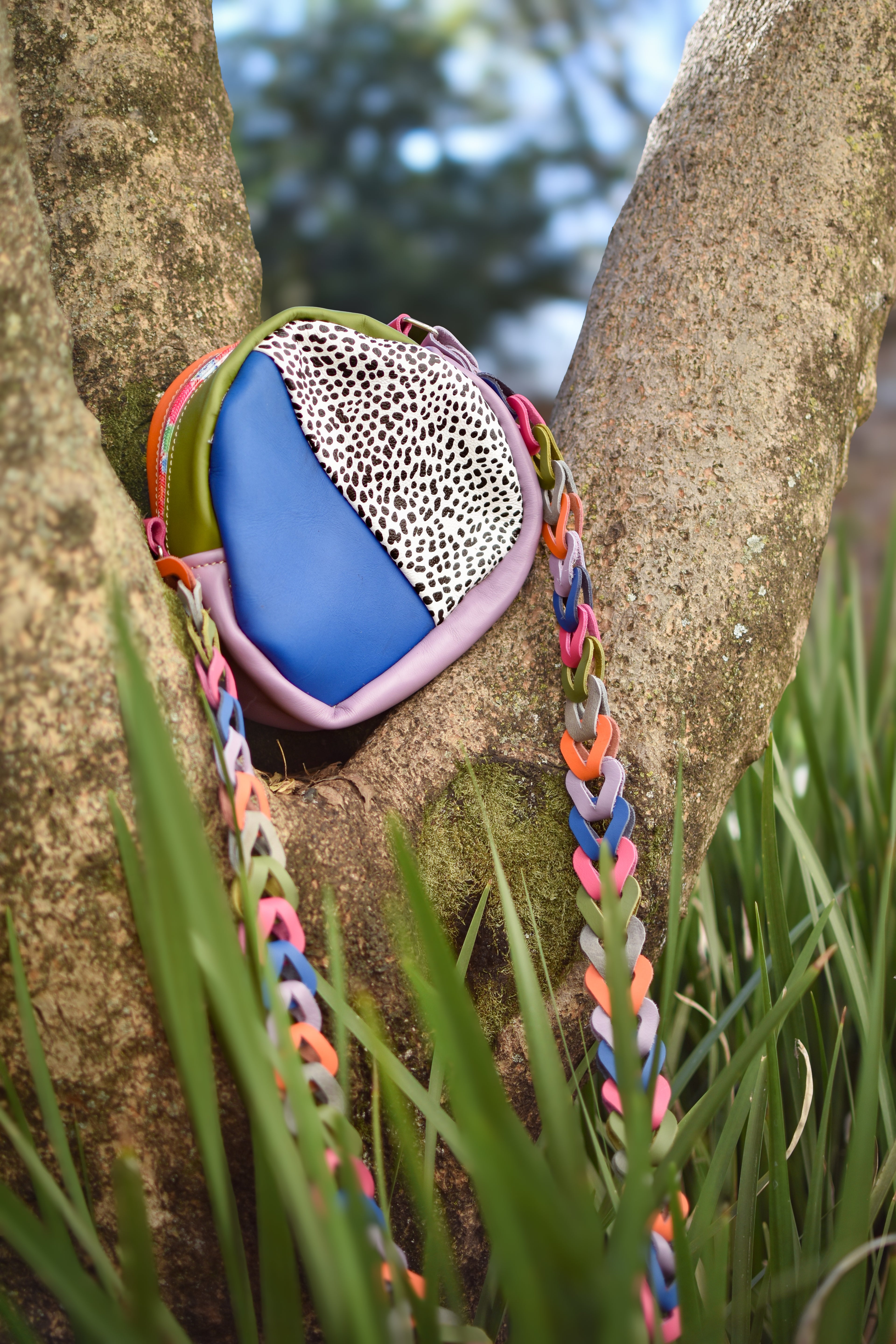 Handbag Blue/Print/Purple