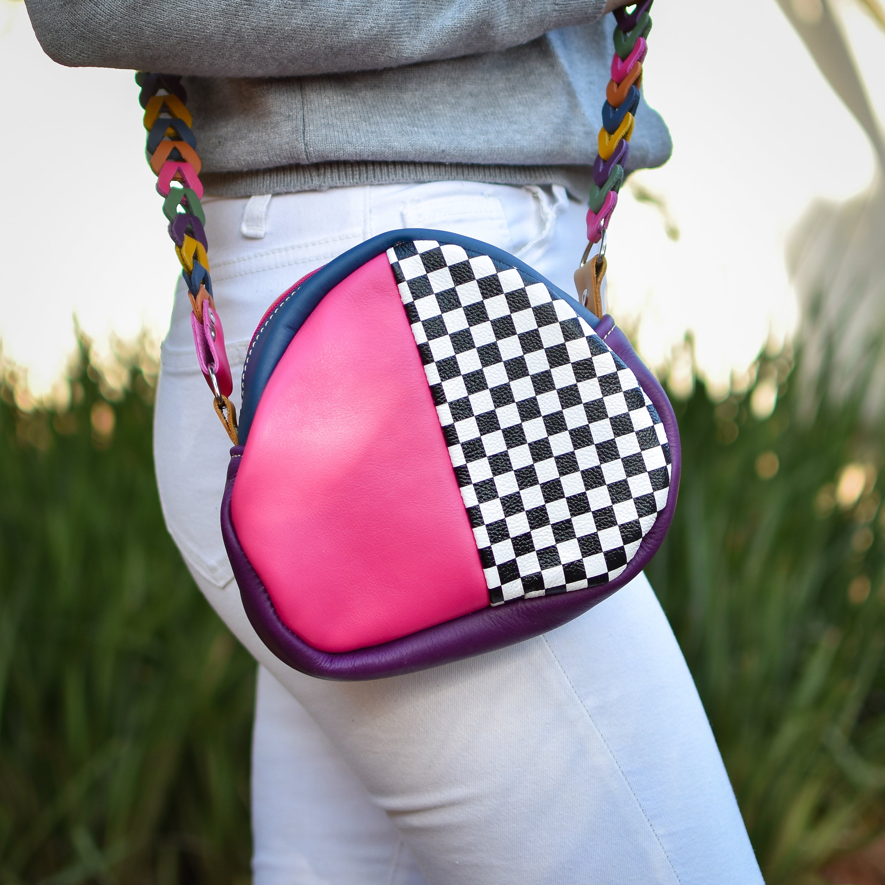 Handbag Pink/Check/Purple