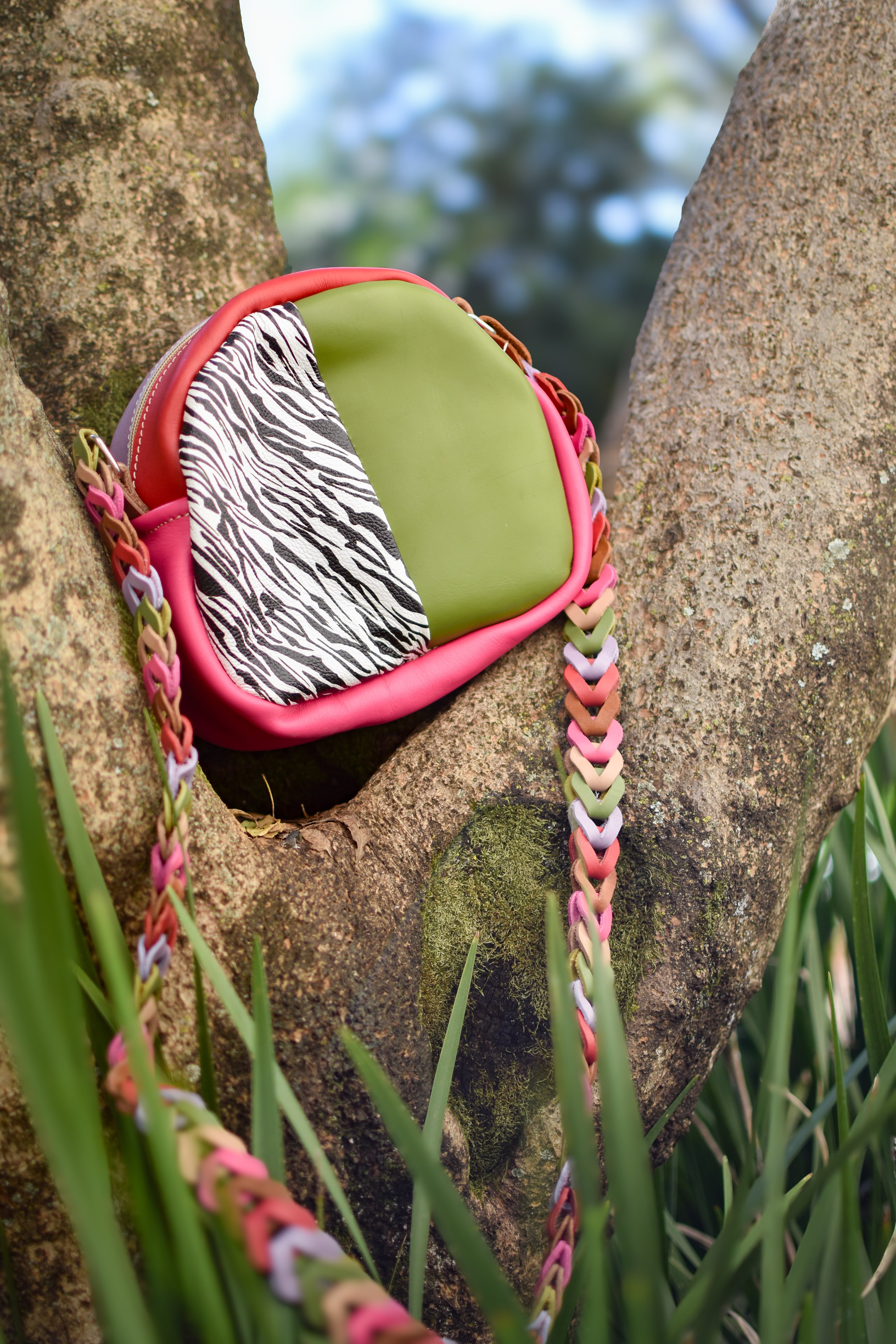 Handbag Zebra/Green Pink