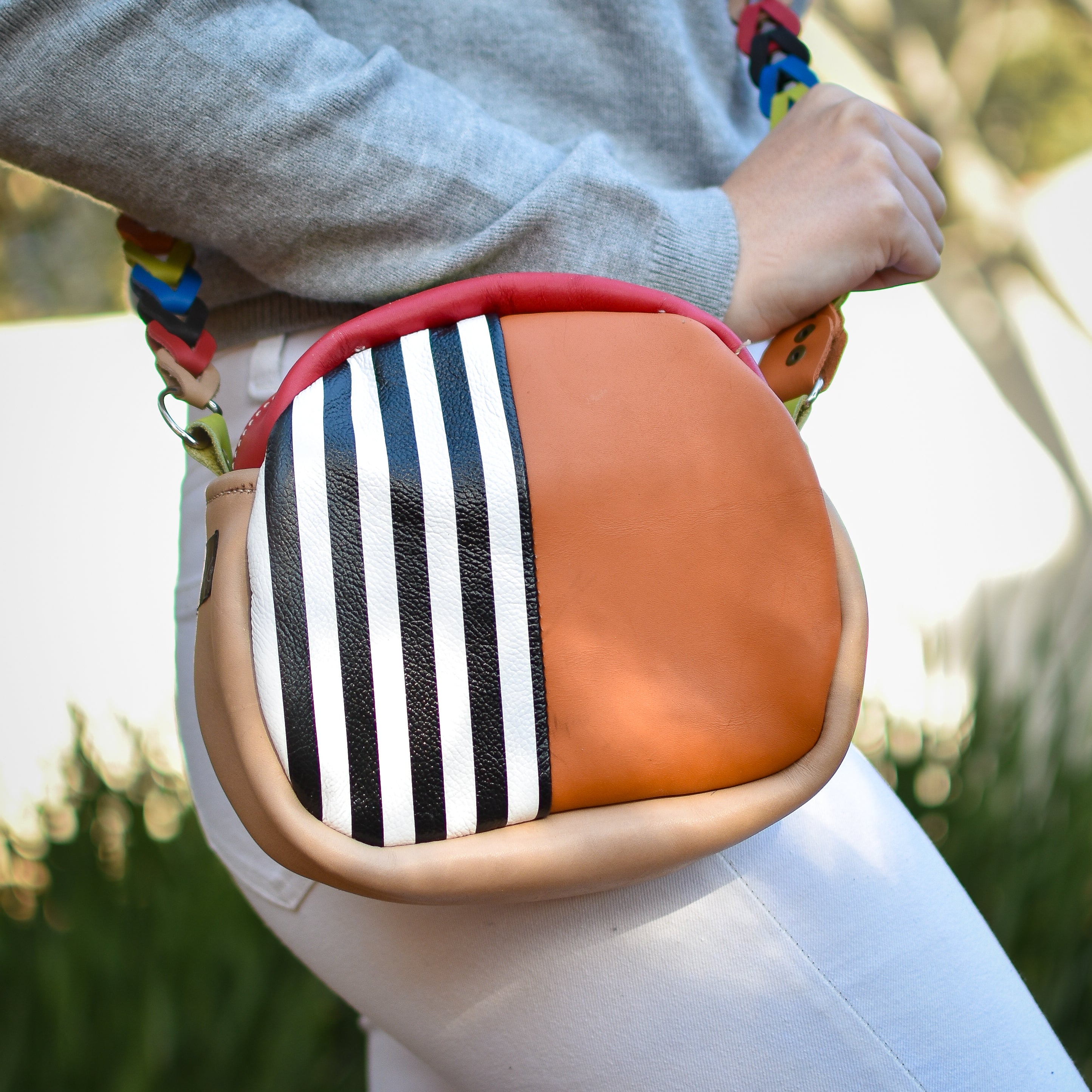 Handbag Stripes/Orange/Nude
