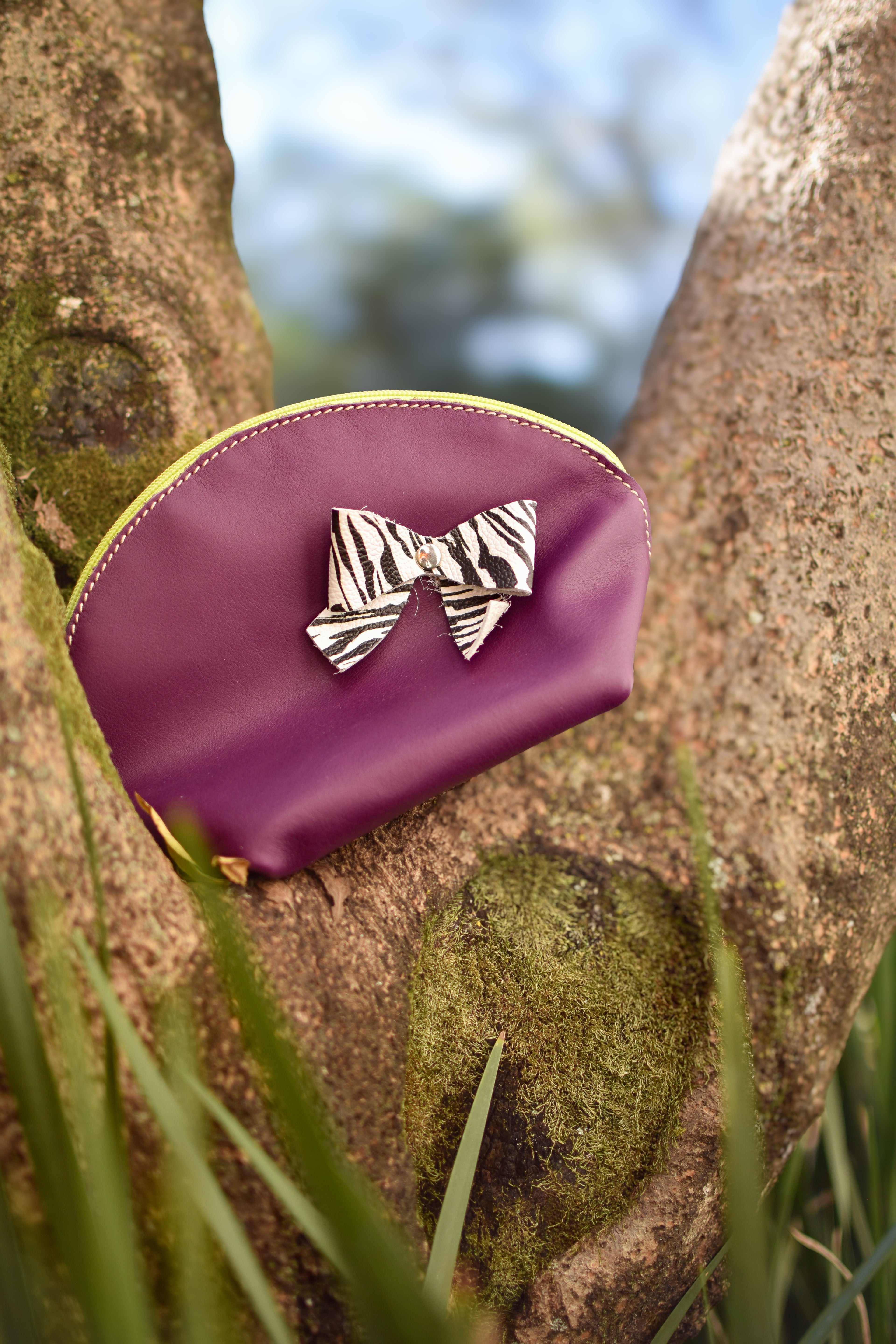 Makeup Bag Dark Purple/Zebra