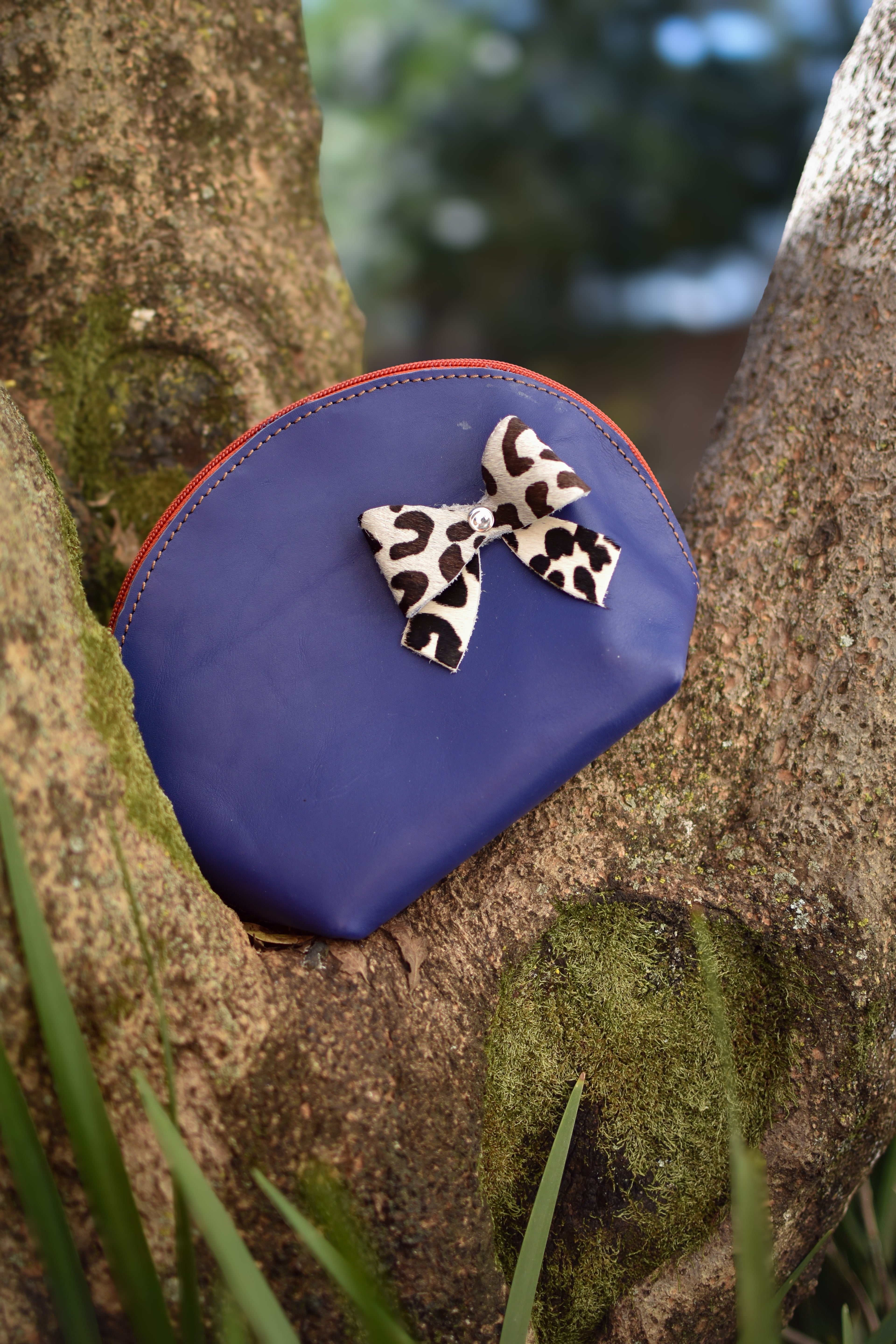 Makeup Bag Blue/Cheetah